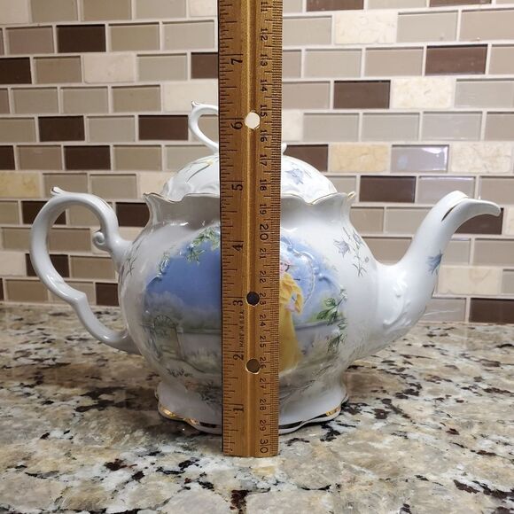 Crown Dorset Seasons Teapot Lady in Yellow Dress Staffordshire England - Picture 9 of 12